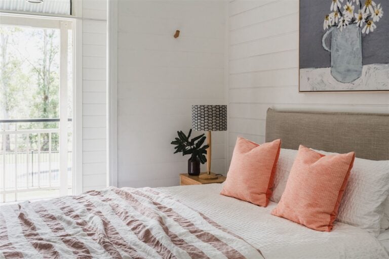 HannahPuechmarin KillaraFarm queen bedroom 1 view out french doors 768x512