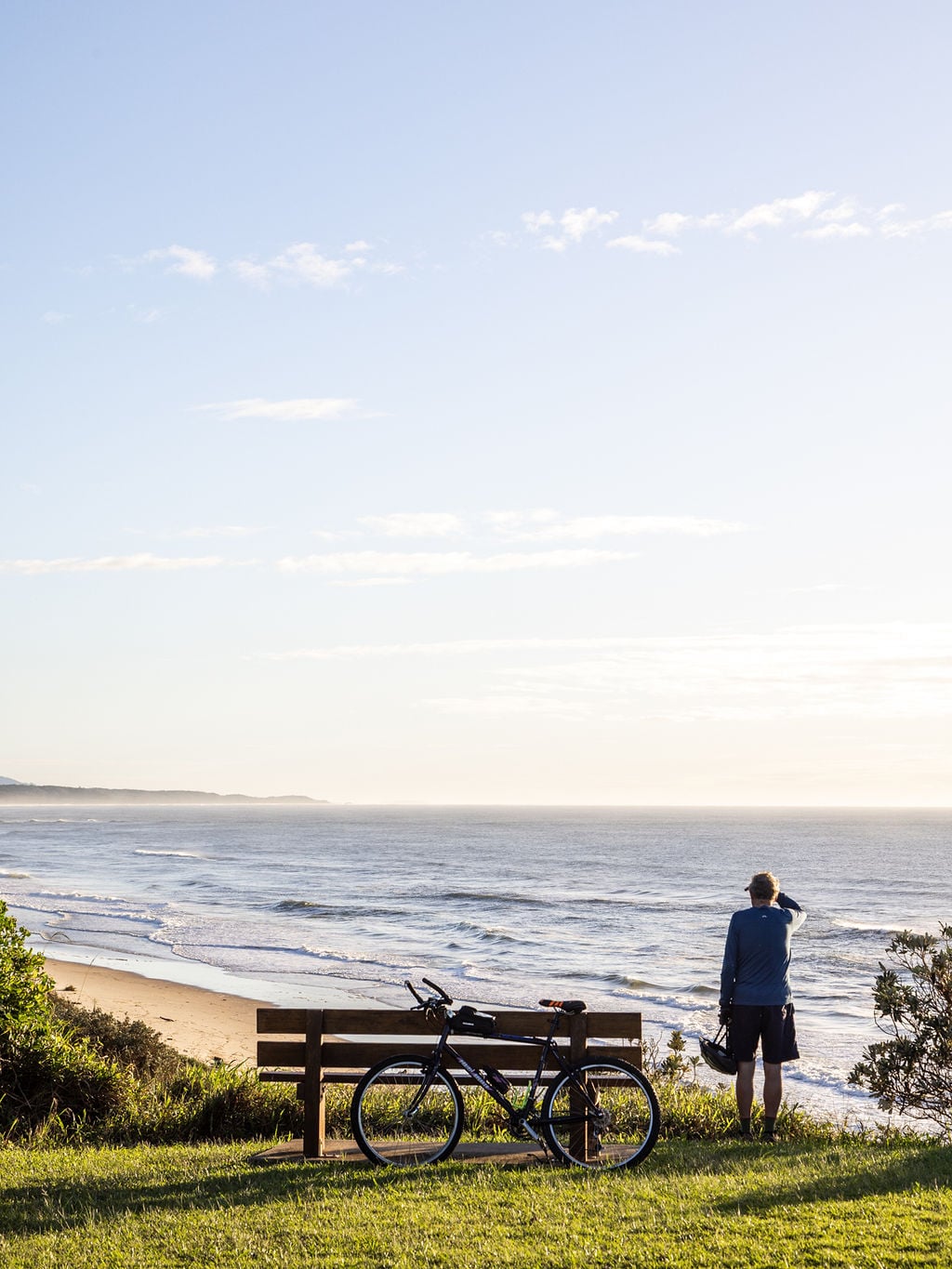 Hungry Head cyclist surf spot Urunga