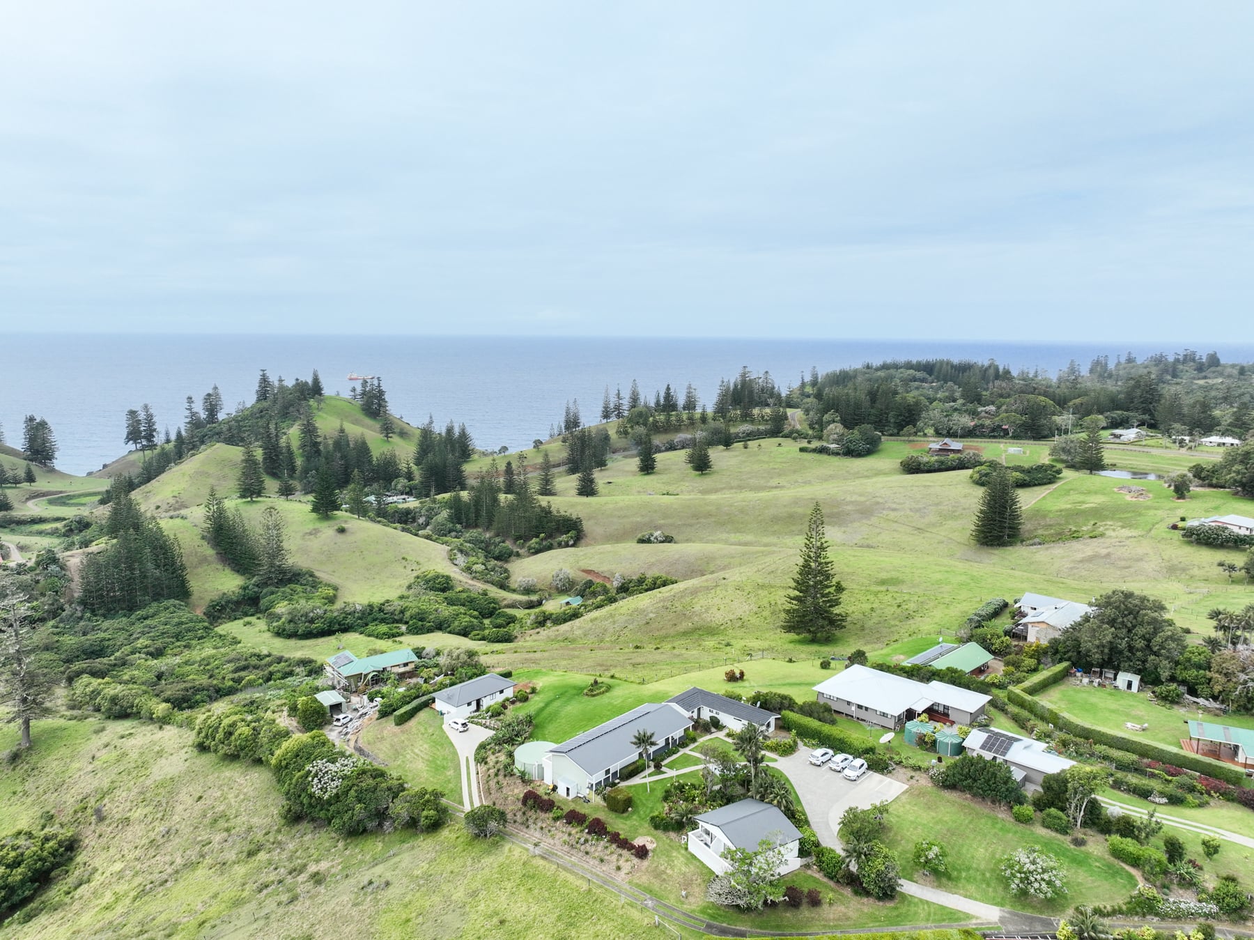 Drone photo of The Ridge Accommodation on Norfolk Island