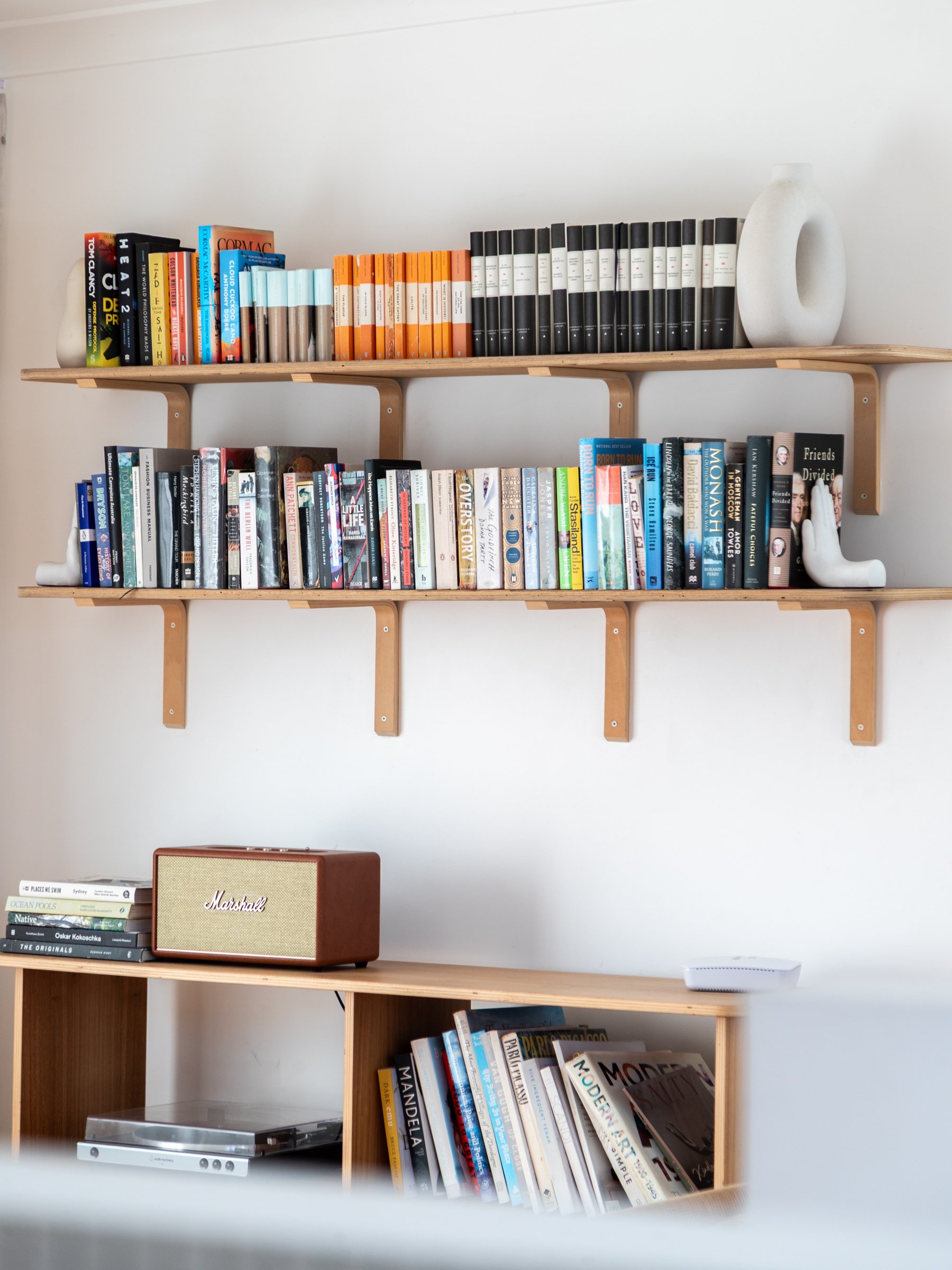 Bookshelf in beach shack
